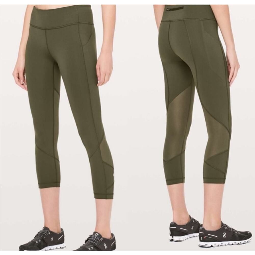 Lululemon NWOT Pace Rival Crop *Full on Luxtreme 21” Dark Olive Green Size 4